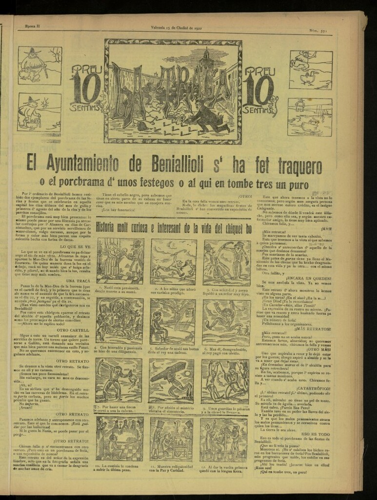 Miniatura de La Traca : semanari bilingüe festiu y lliterari, de 15 de julio de 1922, nº 571
