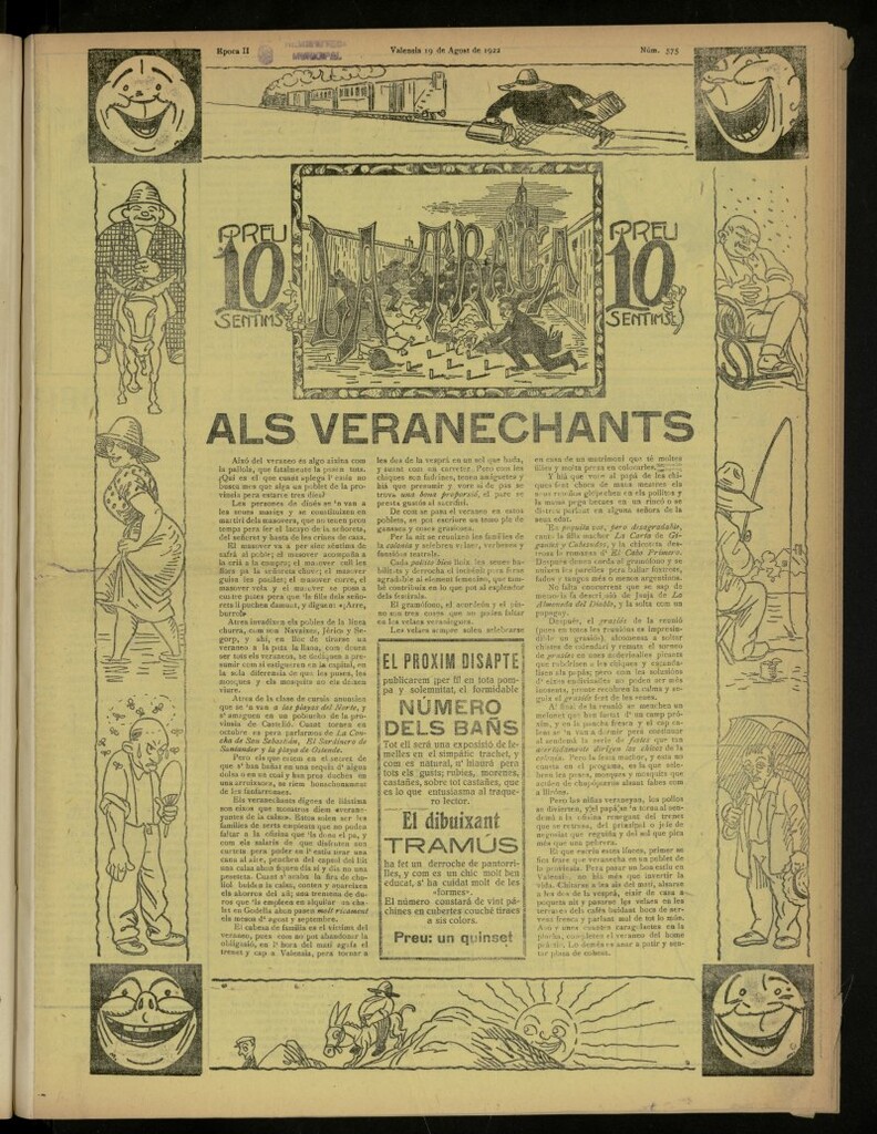 Miniatura de La Traca : semanari bilingüe festiu y lliterari, de 19 de agosto de 1922, nº 575
