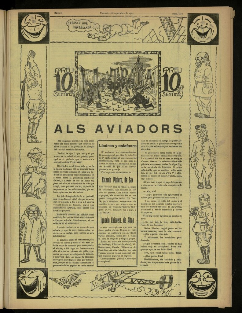 Miniatura de La Traca : semanari bilingüe festiu y lliterari, de 2 de septiembre de 1922, nº 577