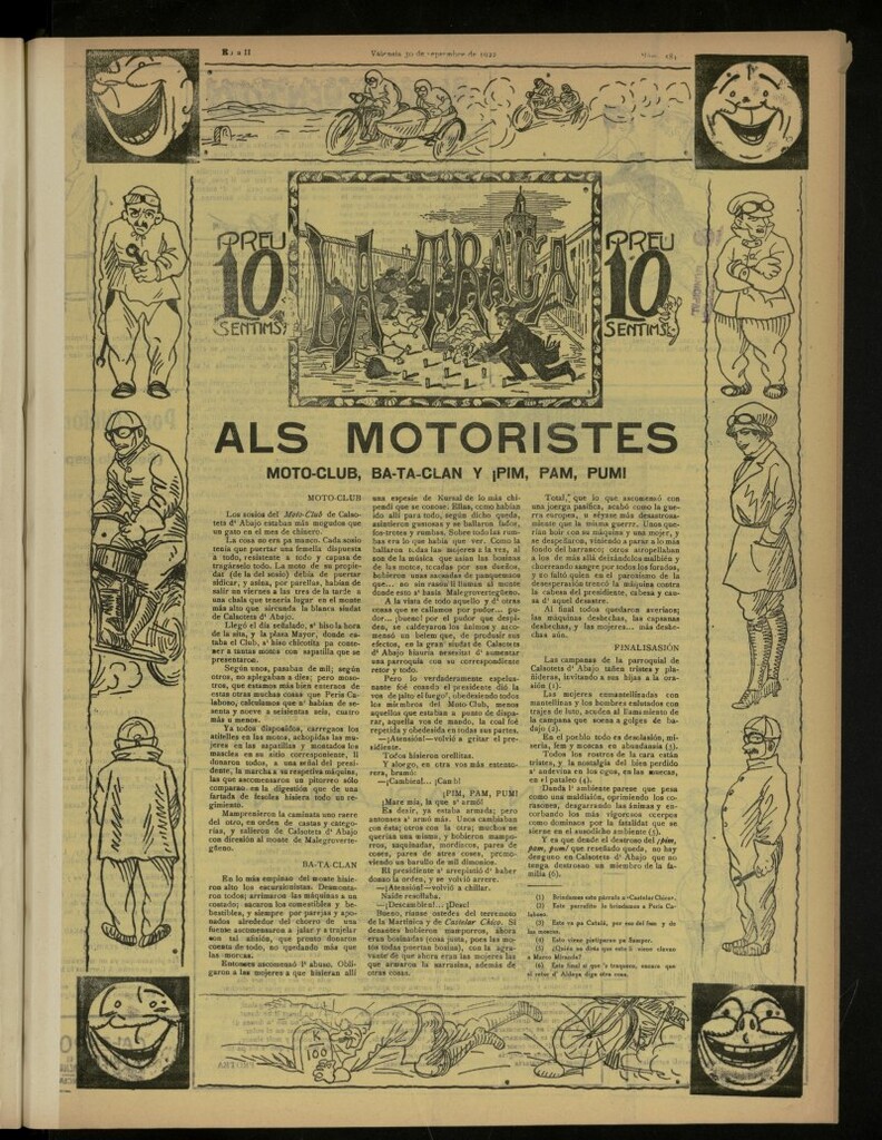 Miniatura de La Traca : semanari bilingüe festiu y lliterari, de 30 de septiembre de 1922, nº 581