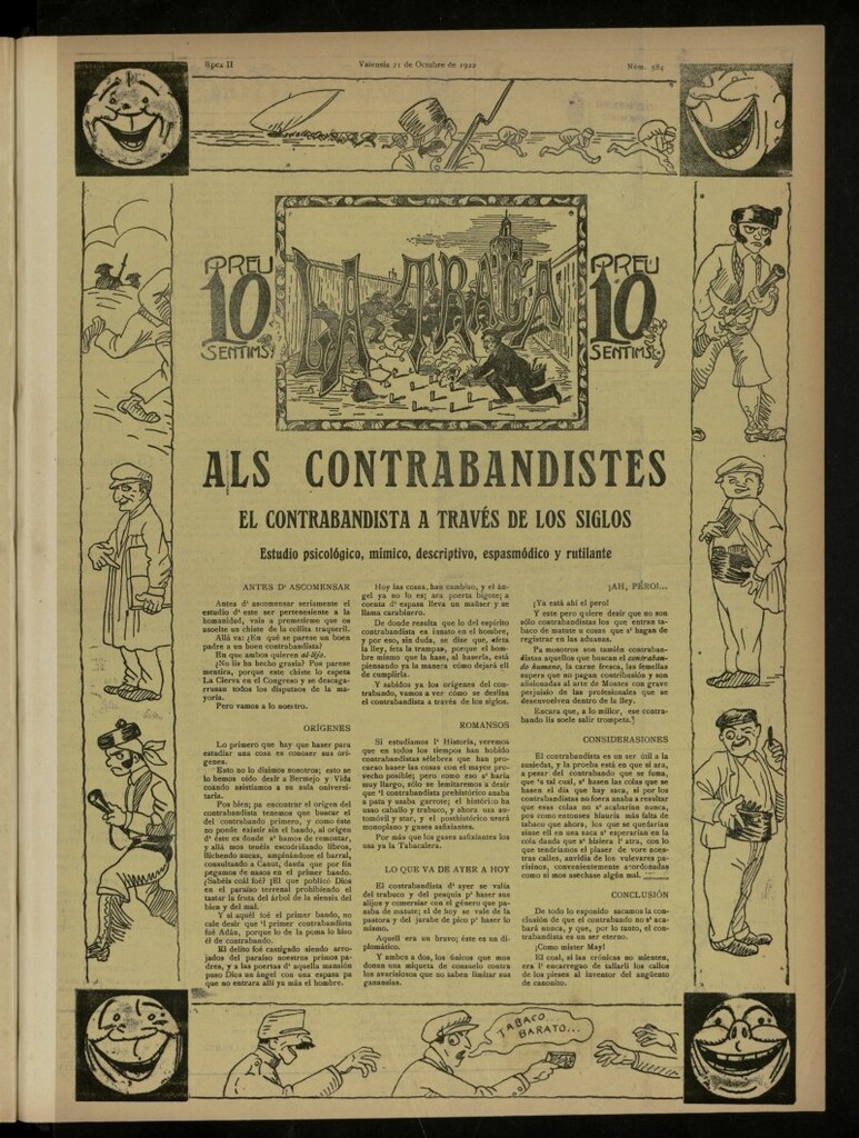 Miniatura de La Traca : semanari bilingüe festiu y lliterari, de 21 de octubre de 1922, nº 584
