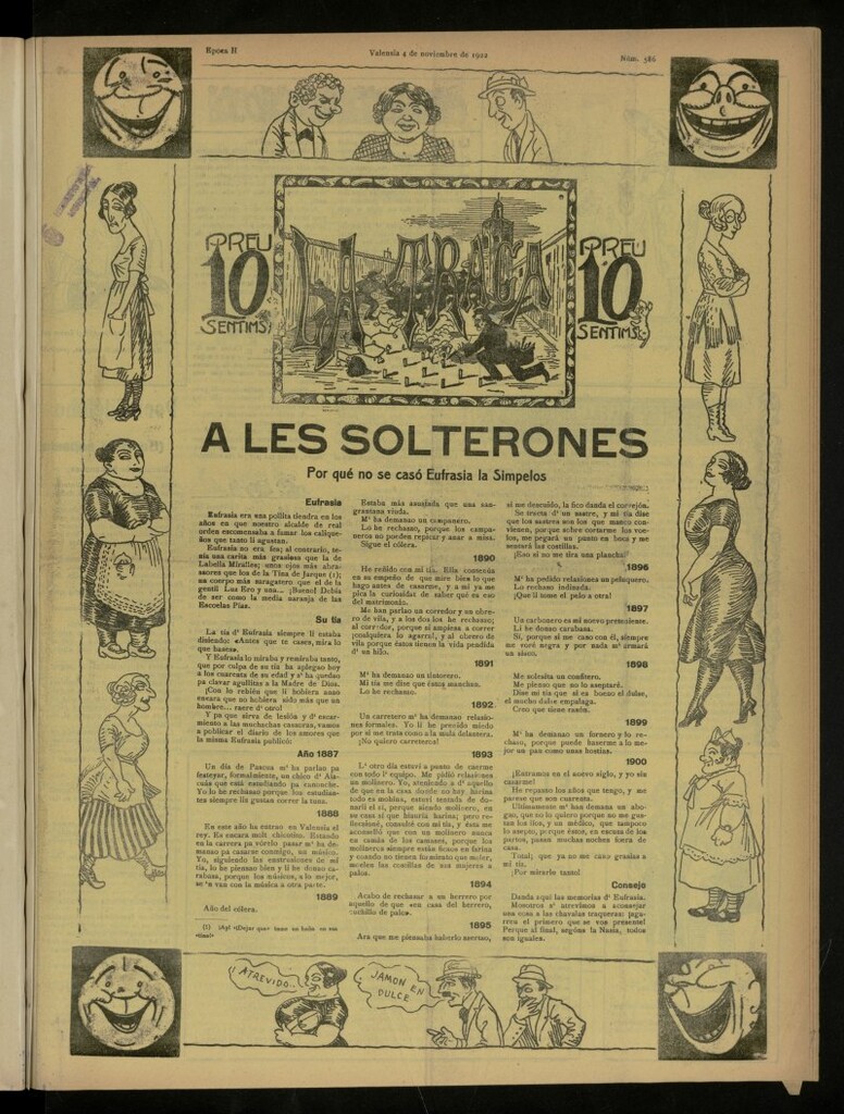 Miniatura de La Traca : semanari bilingüe festiu y lliterari, de 4 de noviembre de 1922, nº 586