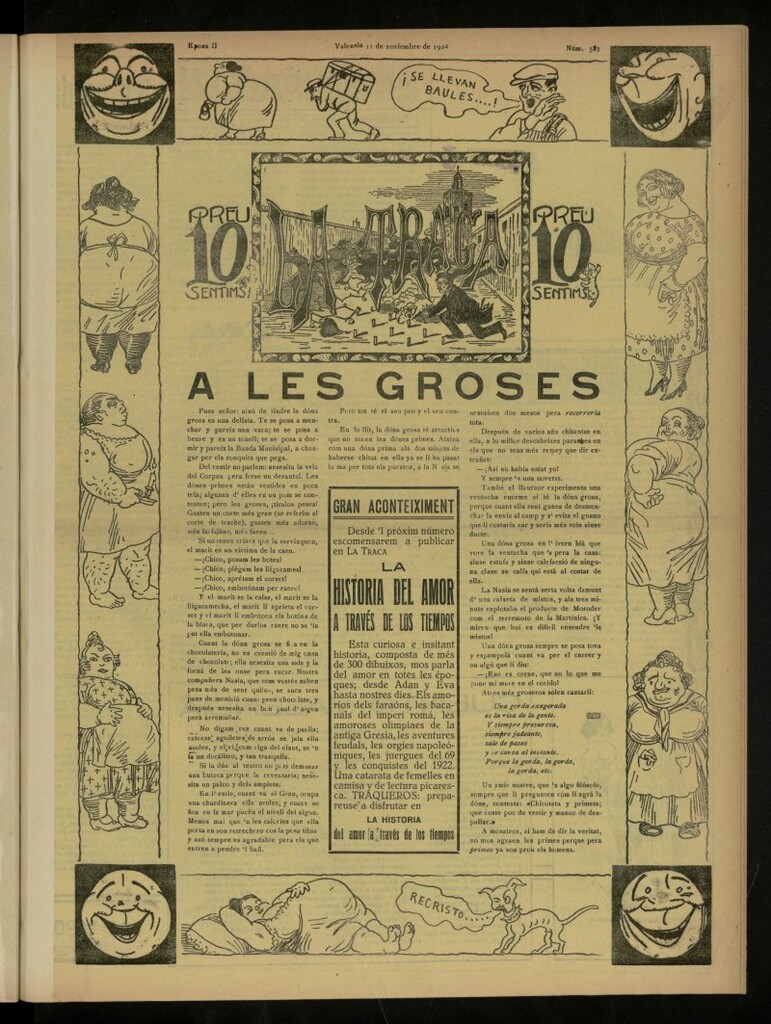 Miniatura de La Traca : semanari bilingüe festiu y lliterari, de 11 de noviembre de 1922, nº 587
