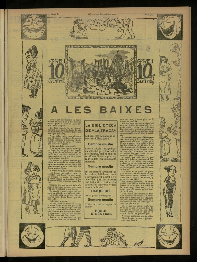 Miniatura de La Traca : semanari bilingüe festiu y lliterari, de 2 de diciembre de 1922, nº 590