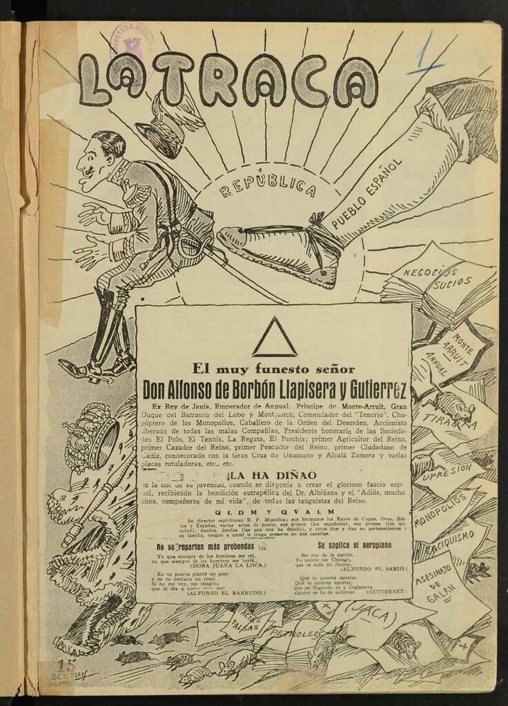 Miniatura de La Traca : semanari bilingüe festiu y lliterari de 21 de abril de 1931, nº 260