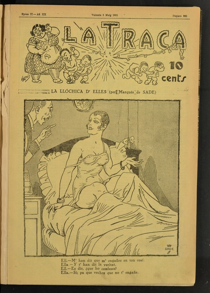 Miniatura de La Traca : semanari bilingüe festiu y lliterari  de 2 de mayo de 1931, nº 261