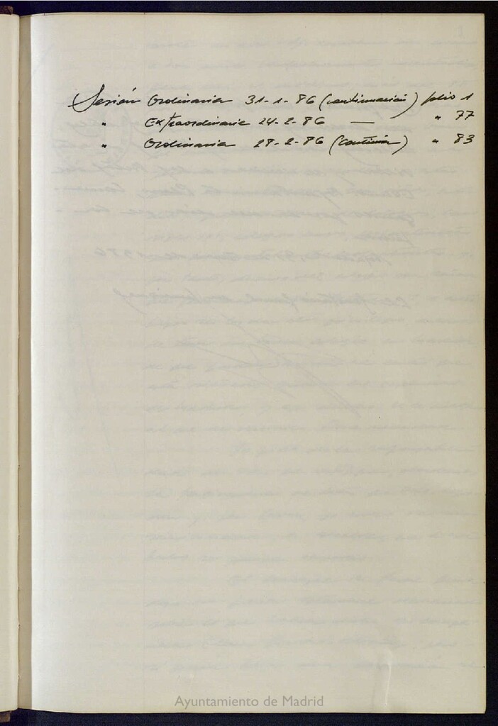 Miniatura de Actas de acuerdos del Pleno del Ayuntamiento. Tomo 1 del año 1986 (31 enero a 28 febrero)