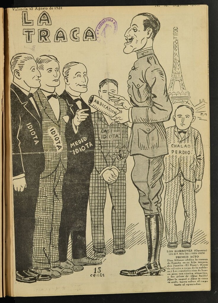Miniatura de La Traca : semanari bilingüe festiu y lliterari de 15 de agosto de 1931, nº 16