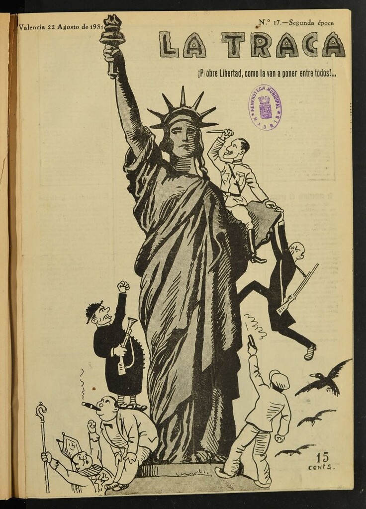Miniatura de La Traca : semanari bilingüe festiu y lliterari de 22 de agosto de 1931, nº 17
