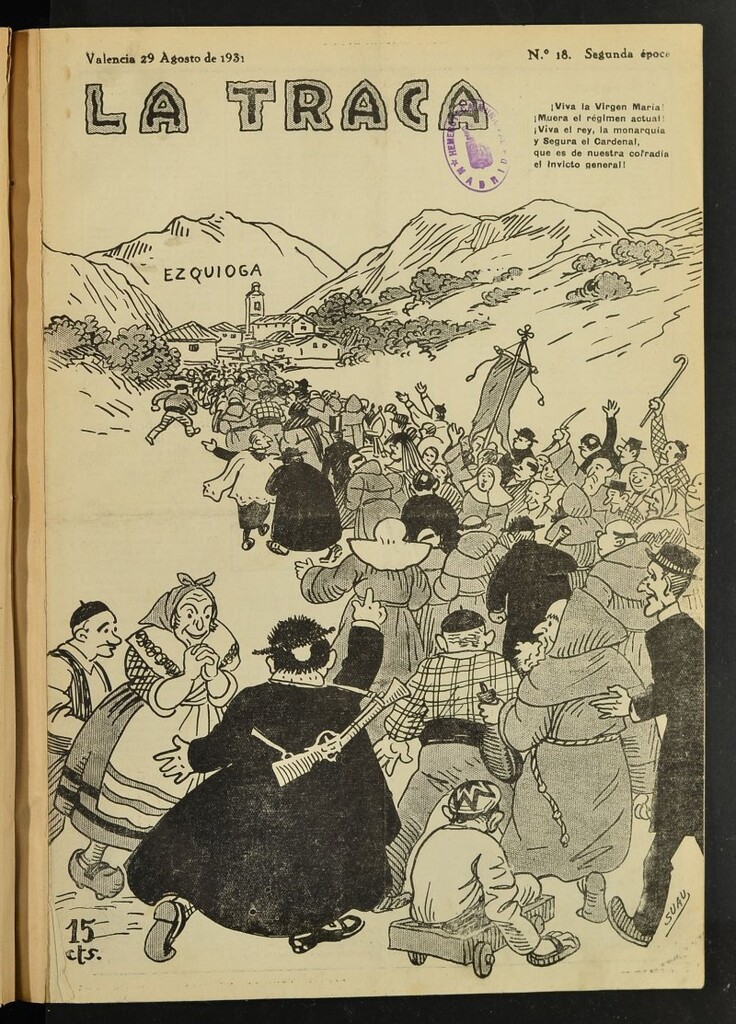 Miniatura de La Traca : semanari bilingüe festiu y lliterari de 29 de agosto de 1931, nº 18