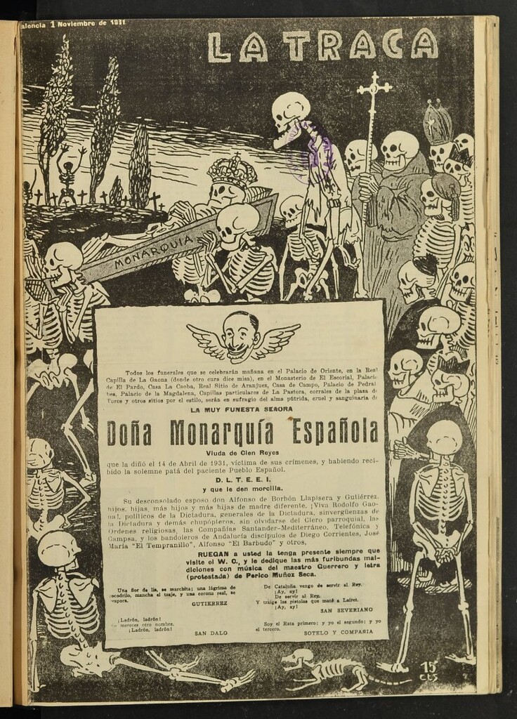 Miniatura de La Traca : semanari bilingüe festiu y lliterari de 1 de noviembre de 1931, nº 27