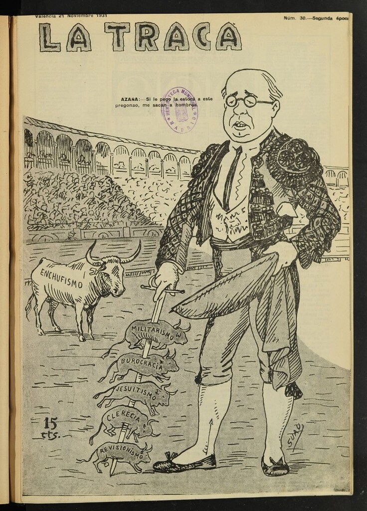 Miniatura de La Traca : semanari bilingüe festiu y lliterari de 21 de noviembre de 1931, nº 30