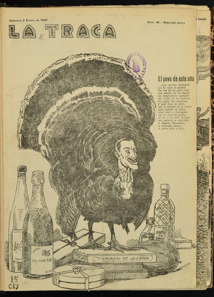 Miniatura de La Traca : semanari bilingüe festiu y lliterari de 2 de enero de 1932, nº 36