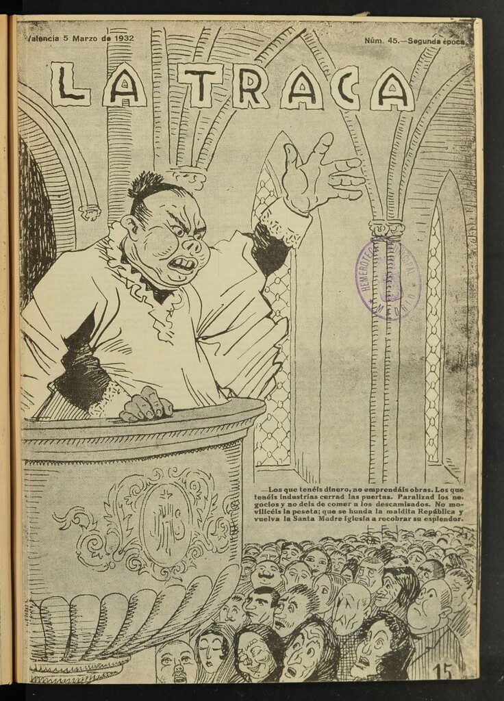 Miniatura de La Traca : semanari bilingüe festiu y lliterari de 5 de marzo de 1932, nº 45
