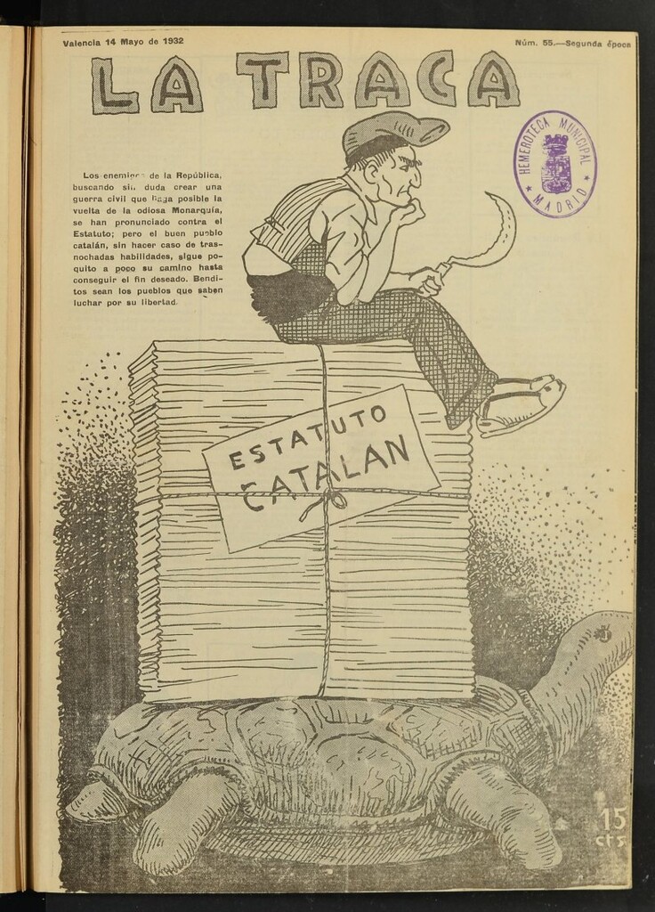 Miniatura de La Traca : semanari bilingüe festiu y lliterari de 14 de mayo de 1932, nº 55