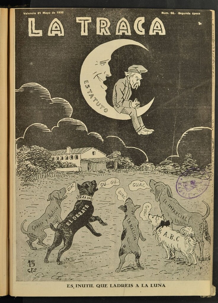Miniatura de La Traca : semanari bilingüe festiu y lliterari de 21 de mayo de 1932, nº 56
