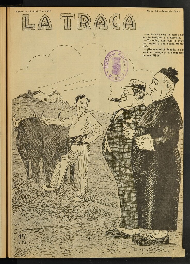 Miniatura de La Traca : semanari bilingüe festiu y lliterari de 18 de junio de 1932, nº 60