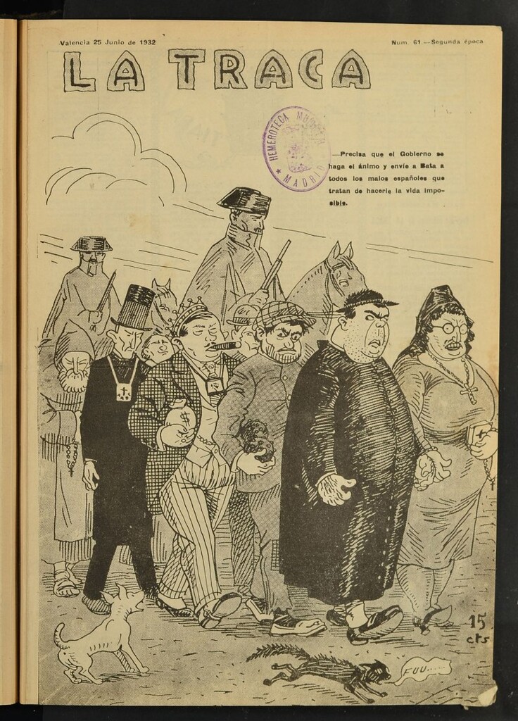 Miniatura de La Traca : semanari bilingüe festiu y lliterari de 25 de junio de 1932, nº 61