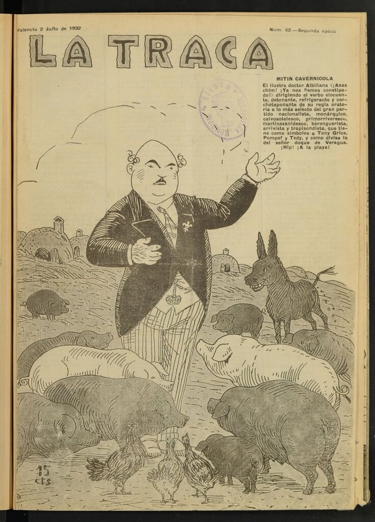 Miniatura de La Traca : semanari bilingüe festiu y lliterari de 2 de julio de 1932, nº 62