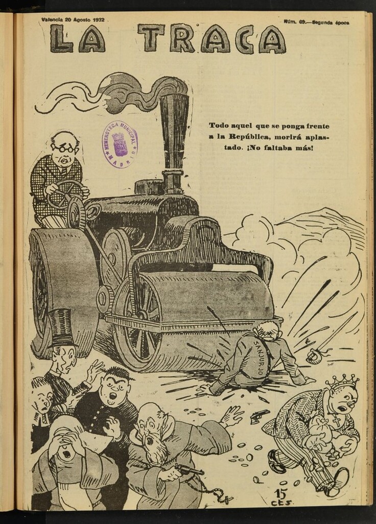 Miniatura de La Traca : semanari bilingüe festiu y lliterari de 20 de agosto de 1932, nº 69