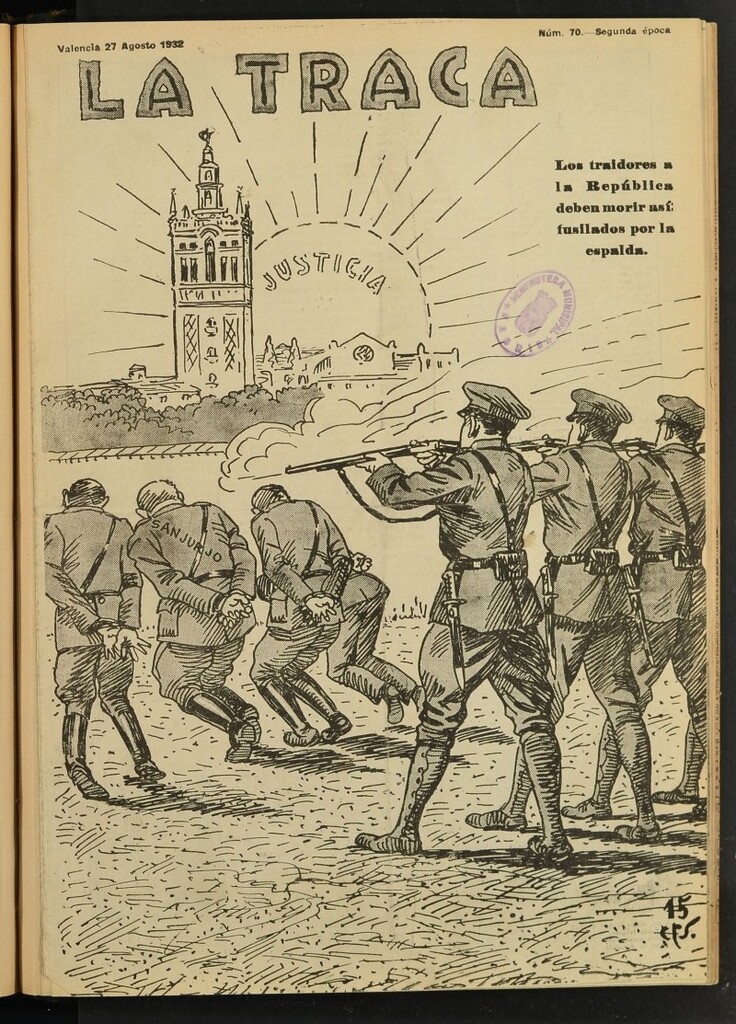 Miniatura de La Traca : semanari bilingüe festiu y lliterari de 27 de agosto de 1932, nº 70