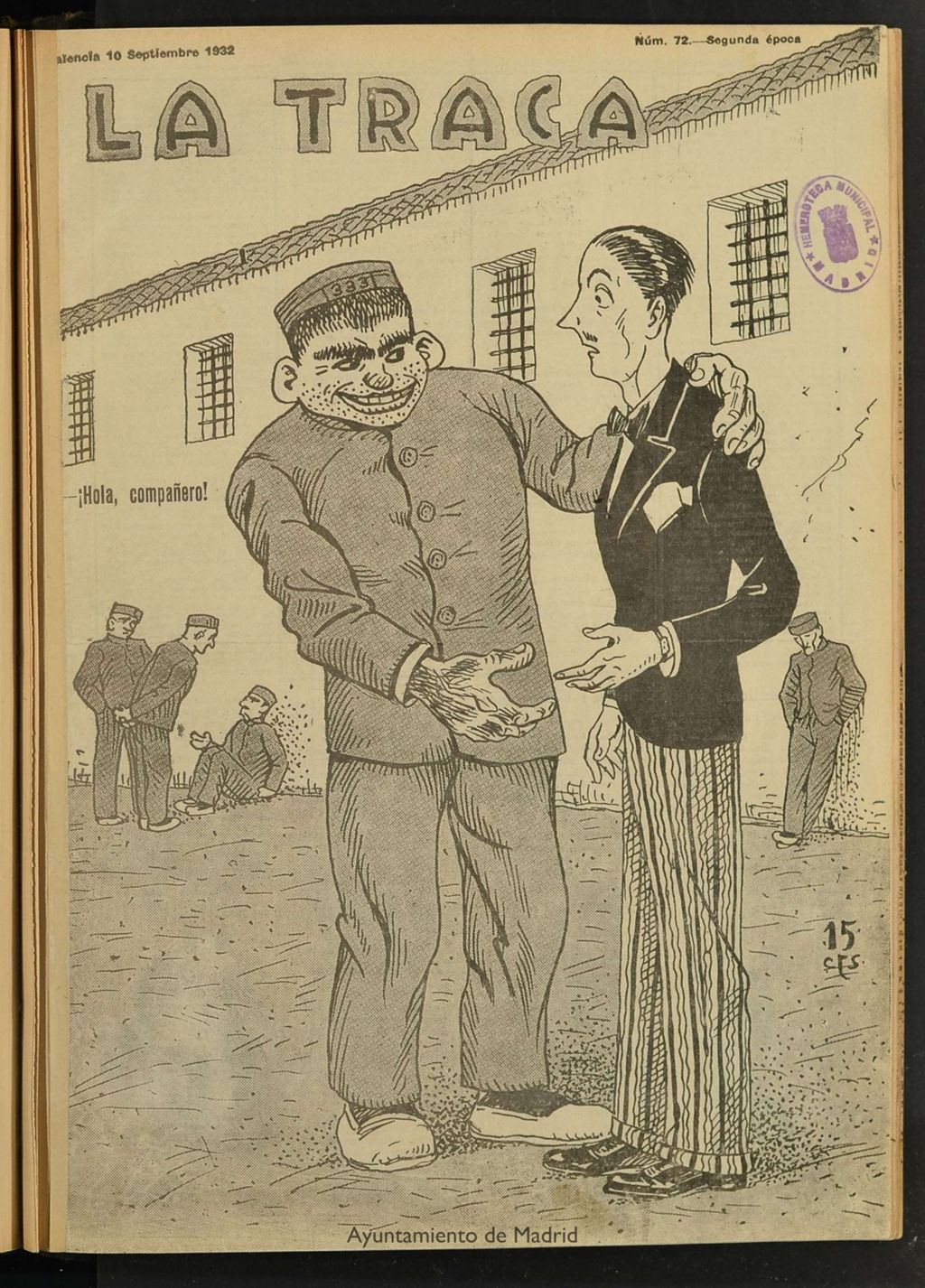 Miniatura de La Traca : semanari bilingüe festiu y lliterari de 10 de septiembre de 1932, nº 72
