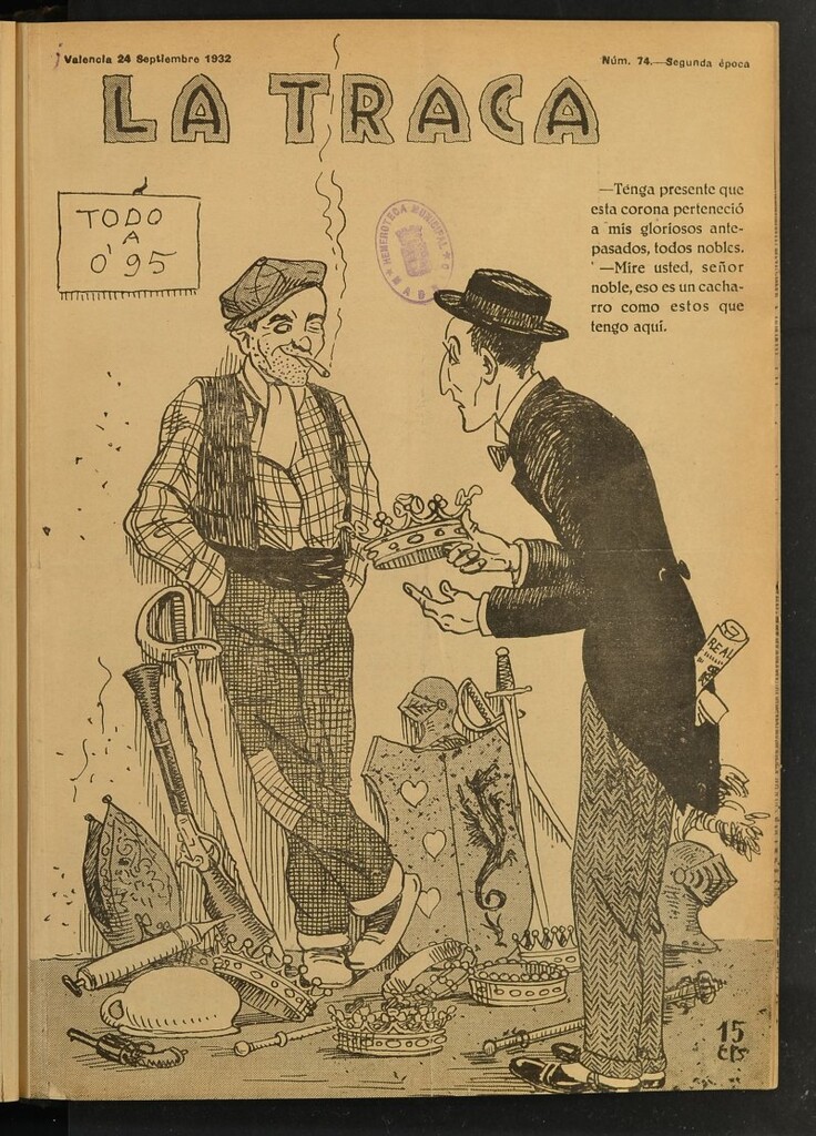 Miniatura de La Traca : semanari bilingüe festiu y lliterari de 24 de septiembre de 1932, nº 74