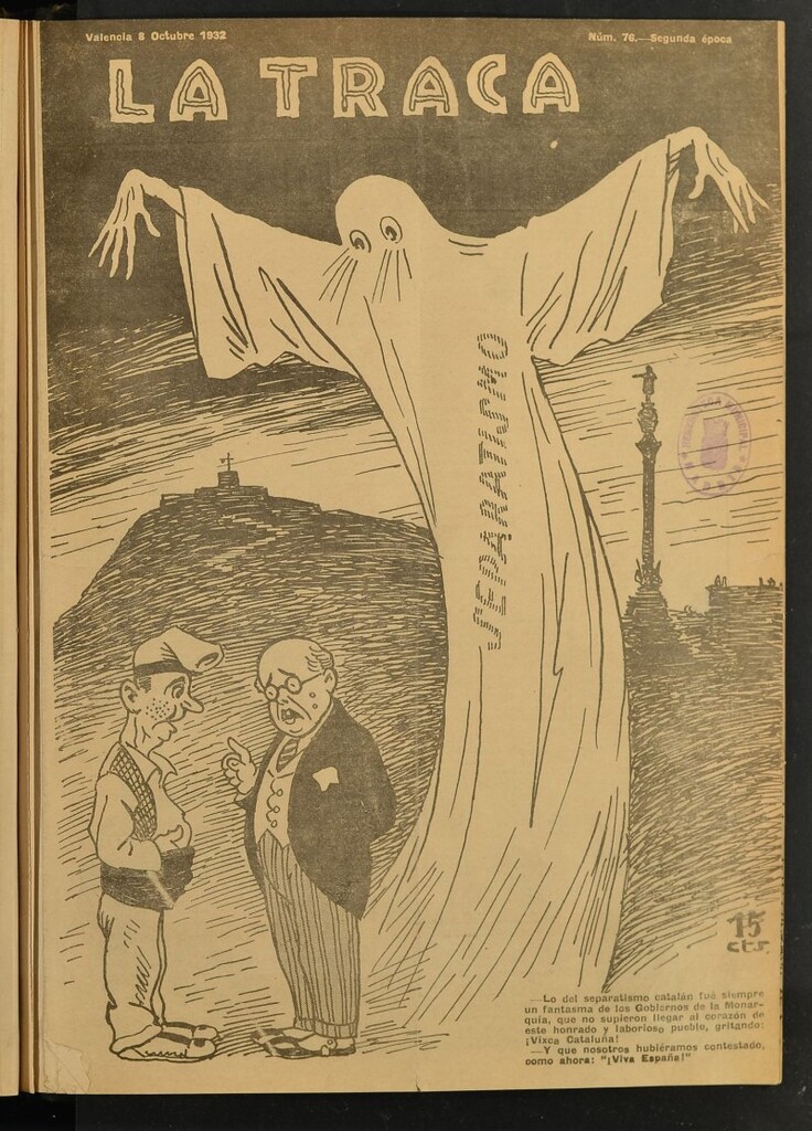 Miniatura de La Traca : semanari bilingüe festiu y lliterari de 8 de octubre de 1932, nº 76