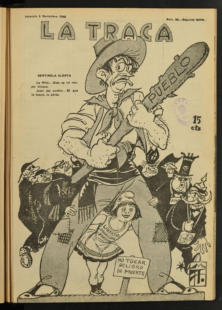 Miniatura de La Traca : semanari bilingüe festiu y lliterari de 5 de noviembre de 1932, nº 80