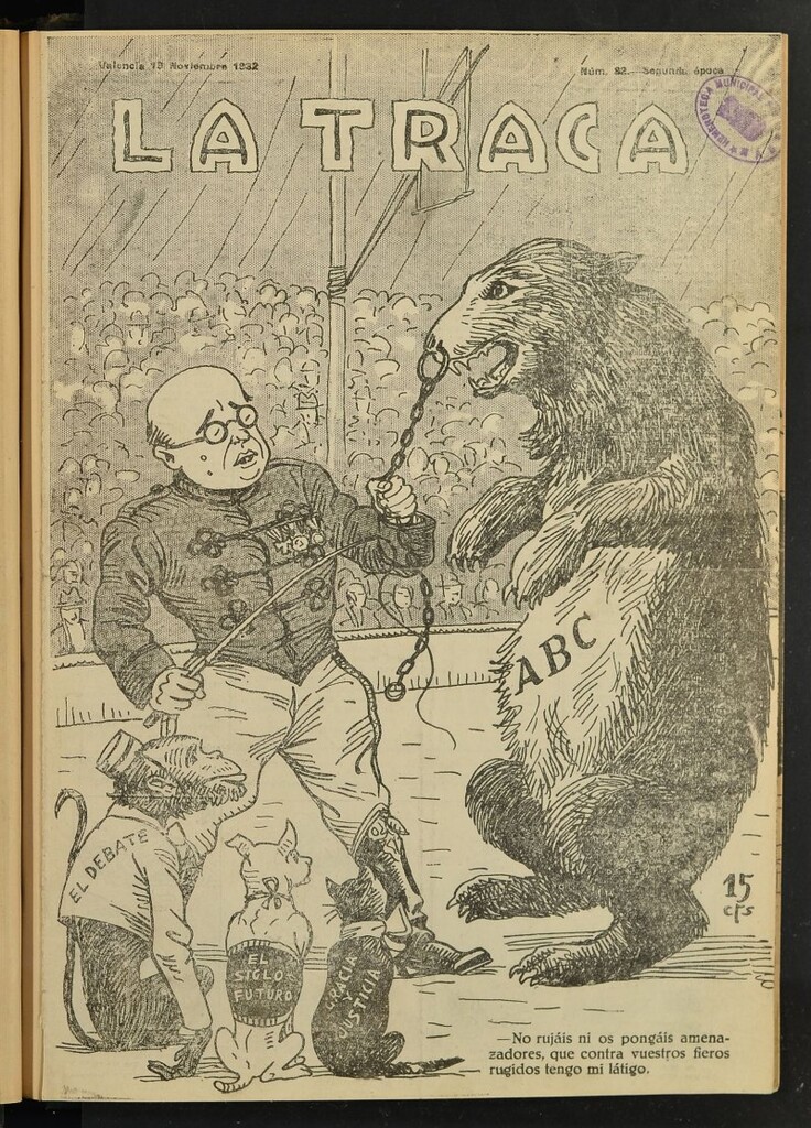 Miniatura de La Traca : semanari bilingüe festiu y lliterari de 19 de noviembre de 1932, nº 82