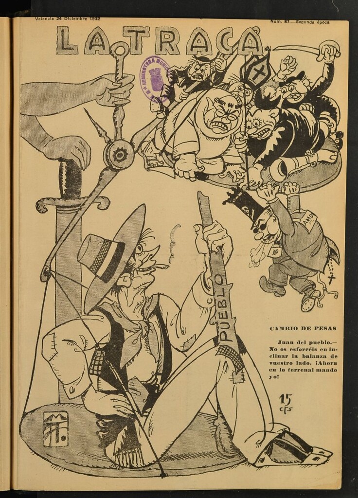 Miniatura de La Traca : semanari bilingüe festiu y lliterari de 24 de diciembre de 1932, nº 87
