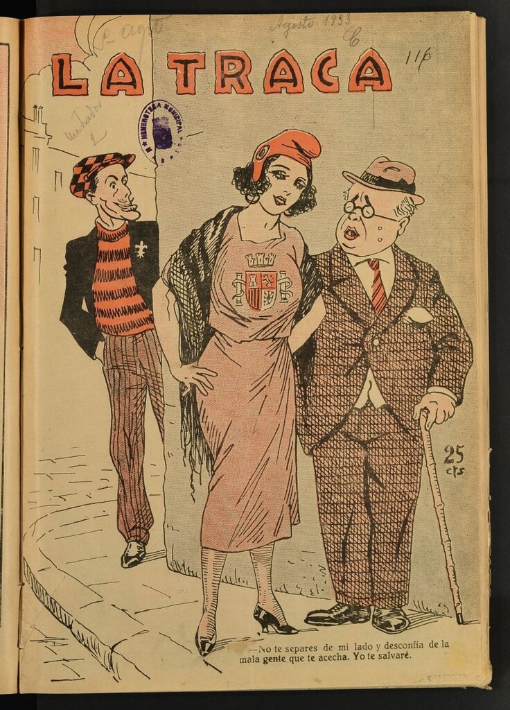 Miniatura de La Traca : semanari bilingüe festiu y lliterari del 5 de agosto de 1933, nº 116