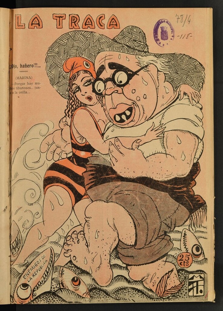 Miniatura de La Traca : semanari bilingüe festiu y lliterari del 19 de agosto de 1933, nº 118