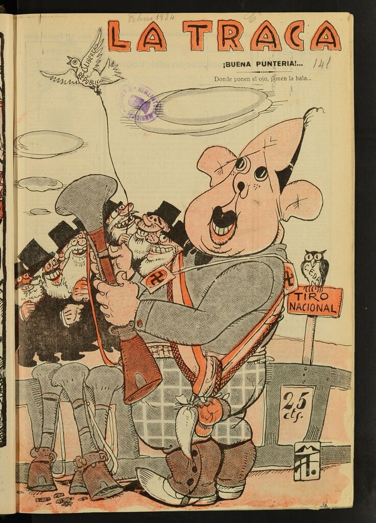 Miniatura de La Traca : semanari bilingüe festiu y lliterari del 4 de febrero de 1934, nº 141