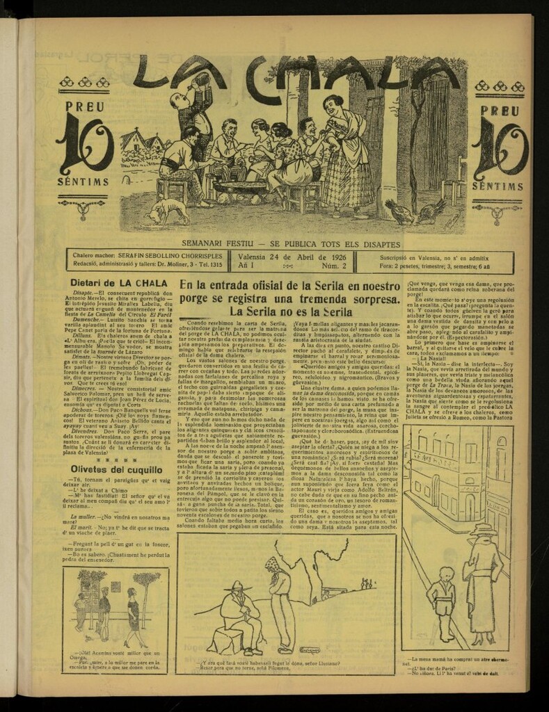 Miniatura de La Chala: semanari festiu, de 24 de abril de 1926, nº 2