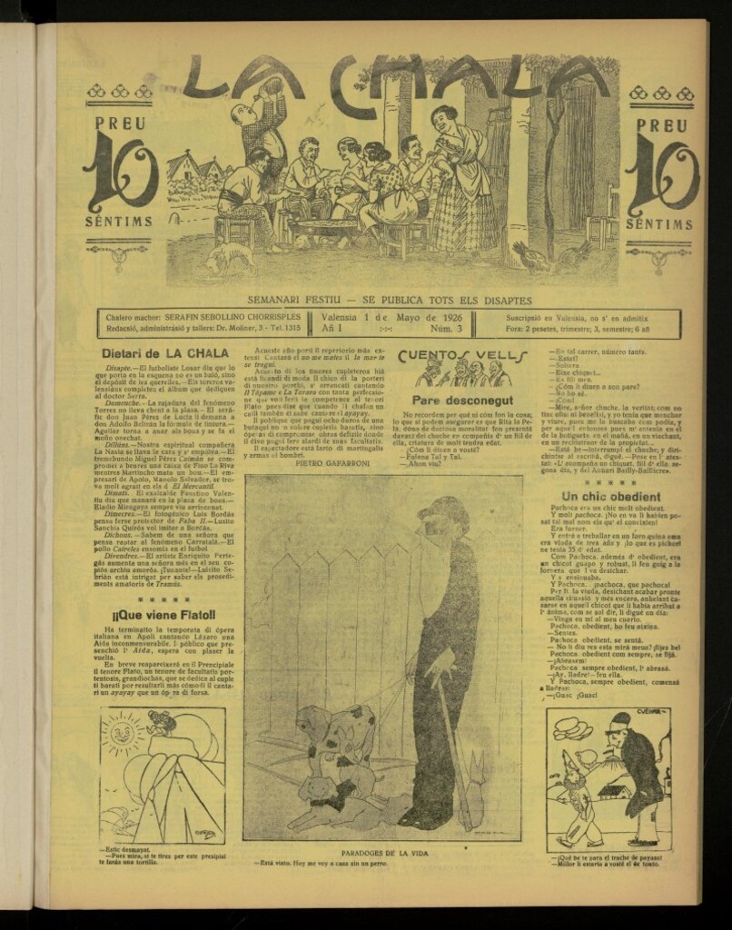 Miniatura de La Chala: semanari festiu, de 1 de mayo de 1926, nº 3