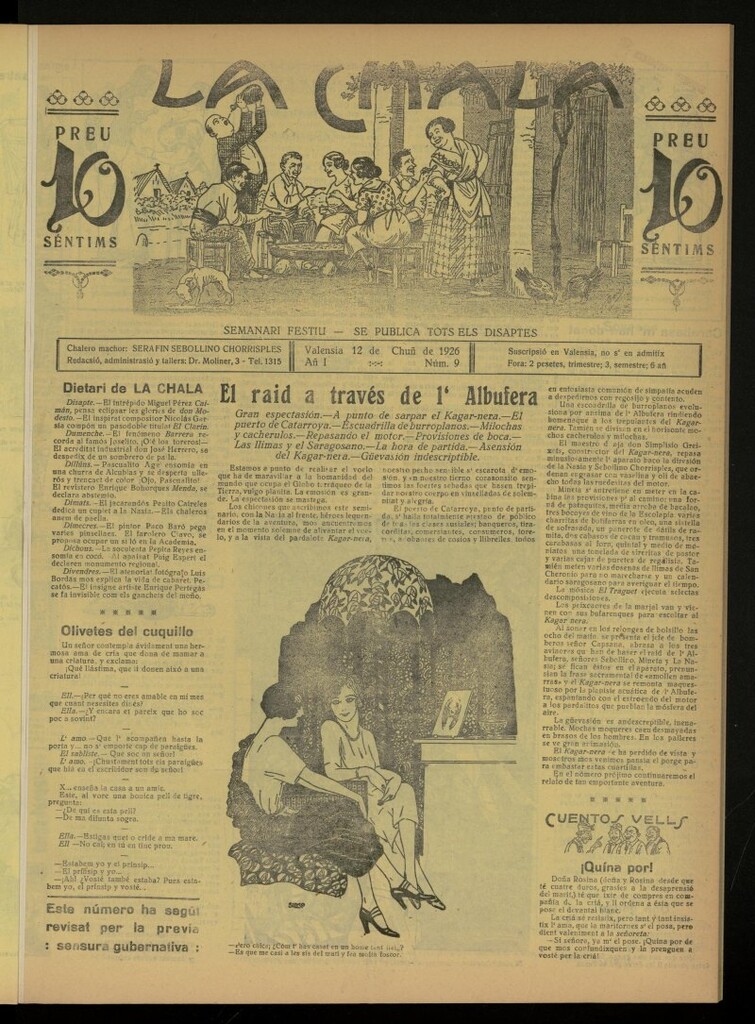 Miniatura de La Chala: semanari festiu, de 12 de junio de 1926, nº 9
