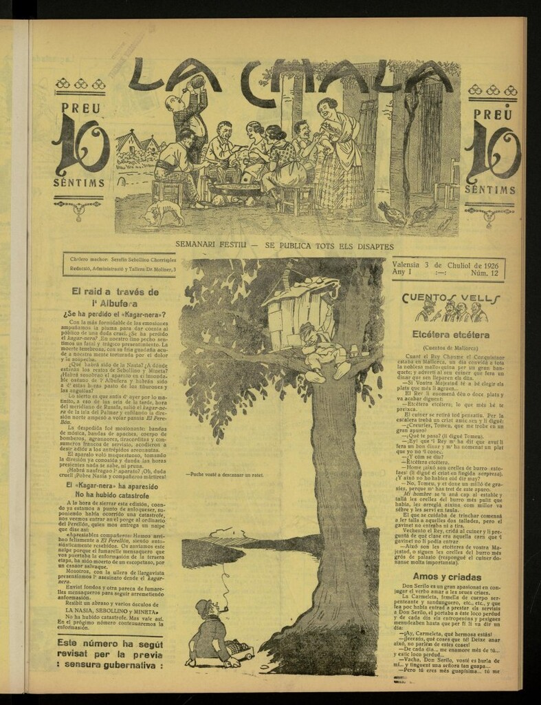 Miniatura de La Chala: semanari festiu, de 3 de julio de 1926, nº 12