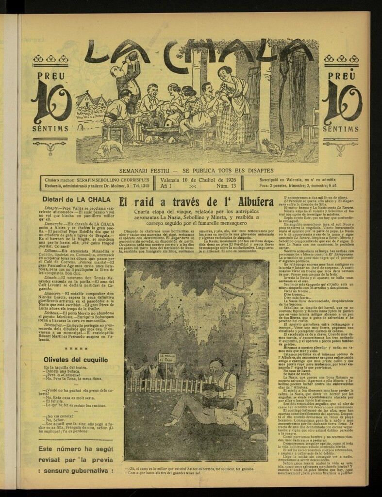 Miniatura de La Chala: semanari festiu, de 10 de julio de 1926, nº 13