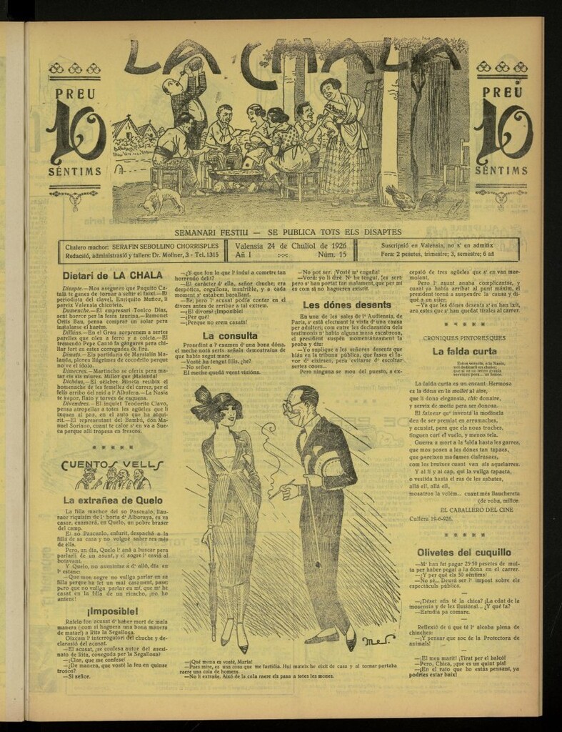 Miniatura de La Chala: semanari festiu, de 24 de julio de 1926, nº 15