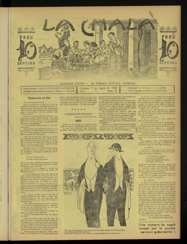 Miniatura de La Chala: semanari festiu, de 7 de agosto de 1926, nº 17