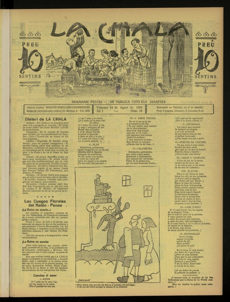 Miniatura de La Chala: semanari festiu, de 14 de agosto de 1926, nº 18