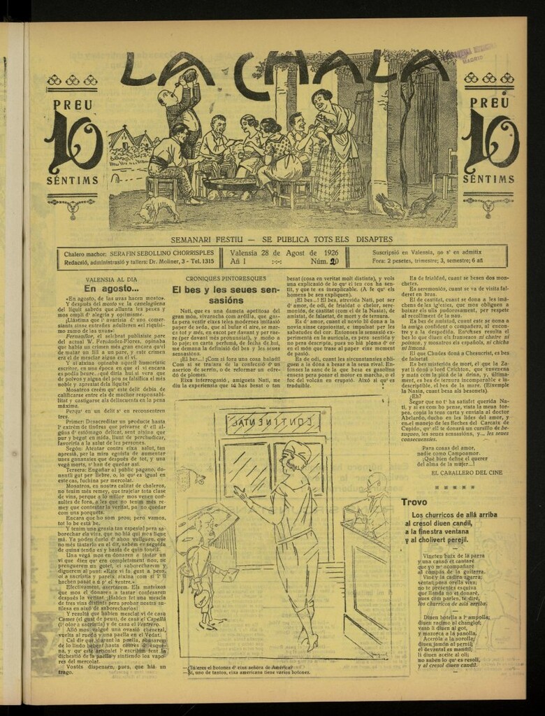 Miniatura de La Chala: semanari festiu, de 28 de agosto de 1926, nº 20