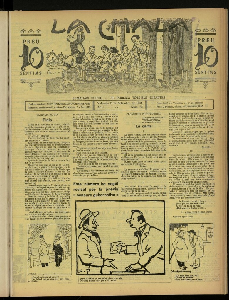 Miniatura de La Chala: semanari festiu, de 11 de septiembre de 1926, nº 22