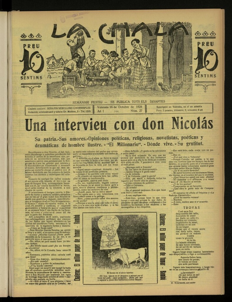 Miniatura de La Chala: semanari festiu, de 18 de octubre de 1926, nº 27
