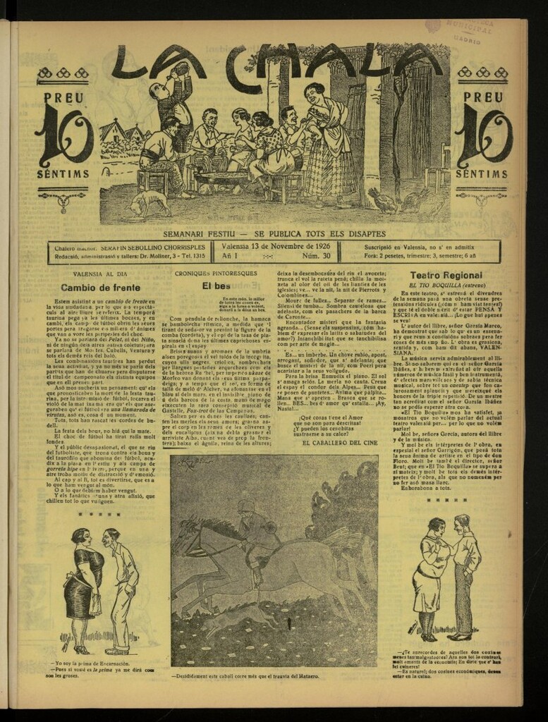 Miniatura de La Chala: semanari festiu, de 13 de noviembre de 1926, nº 30
