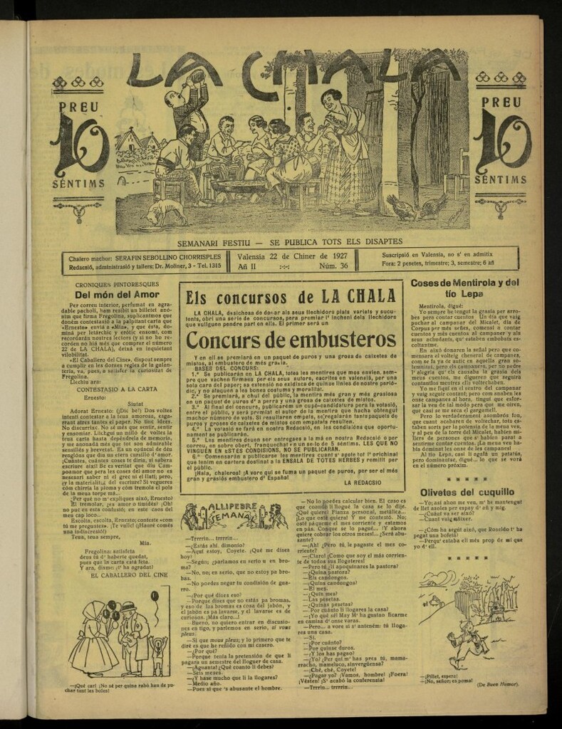 Miniatura de La Chala: semanari festiu, de 22 de enero de 1927, nº 36