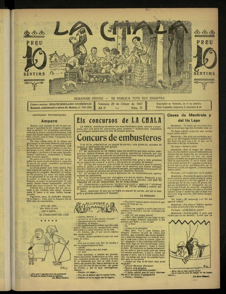 Miniatura de La Chala: semanari festiu, de 29 de enero de 1927, nº 37