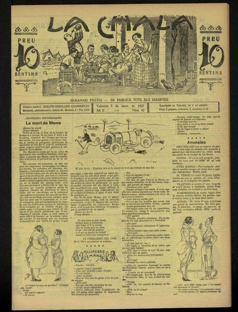 Miniatura de La Chala: semanari festiu, de 5 de marzo de 1927, nº 42