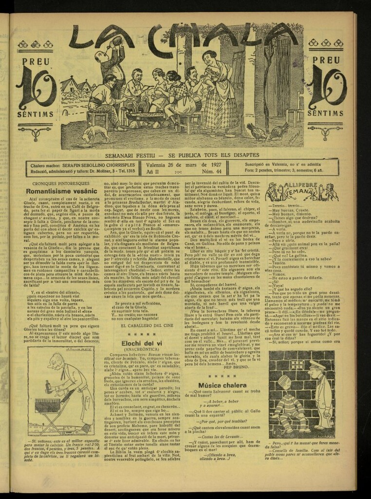 Miniatura de La Chala: semanari festiu, de 26 de marzo de 1927, nº 44